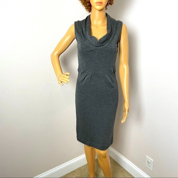 : Ann Taylor Wool Blend Cowl Neck Shift Dress – Dark Gray, Size 6 - Picture 1 of 11